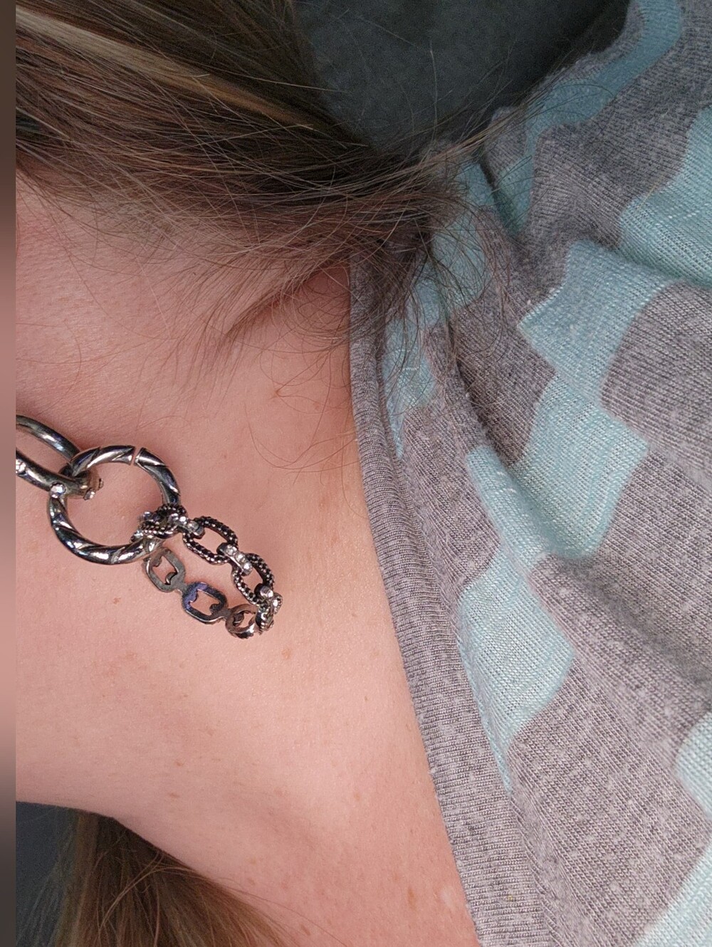 Silver-Tone Linked Hoop Drop Earrings - Women Jewelry. Cute.